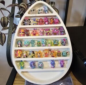 Hatchimals - many mini figurines and custom made shelf wall hanger.